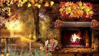 Free No Copyright Autumn Scenery Fireplace Leaves Trees Flowers Banner Template Relaxing Calm Nature