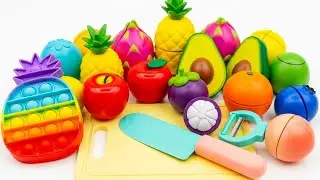 満足できる動画 | 果物と野菜の切り方 ASMR | アップル メロン バナナ ミキシング スクイーズ