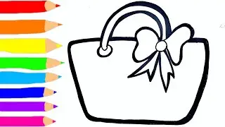 Draw and  glitter colouring girls purple handbag easyandsimple drawing with charmitvshow 