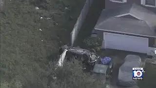 Mail theft suspects flip car, crash through wall after fleeing officers, police say