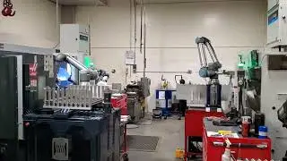Automated cnc lathe cell all running