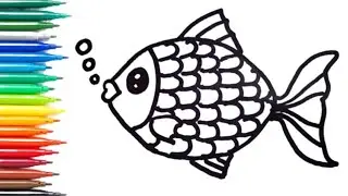 Easy fish drawing, colouring,and painting for kids || how to draw a fish🐟🐠  step by step ||