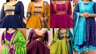 Simple Pattu Long Frock Designs😍Long Frock Front Neck Ideas