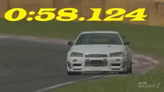 [0:58.124] Gran Turismo 7 Lap Time Challenge: Tsukuba Circuit with Mine's R34 N1 #gt7 #ltc