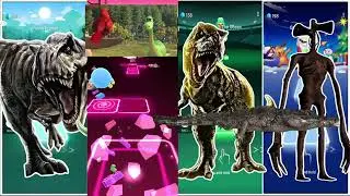 Tyranasaurus 🆚 Dinosaur 🆚 Trex 🆚 Siren Head || Coffin Dance Song Tiles Hop Edm Rush