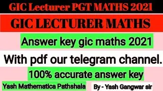 GIC maths Pre exam 2021 answer key l gic maths answer key l gic answer key l gic ans key 2021 pre l