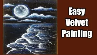 Easy Velvet painting || full Moon ||poster color painting