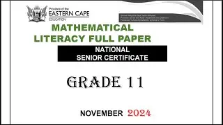 GRADE 11 MATHEMATICAL LITERACY FULL PAPER 1 NOVEMBER 2024