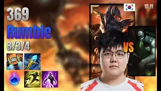 369 Top Rumble vs Urgot lol KR solo rank Full Game 15.11 | 369 럼블 vs 우르곳