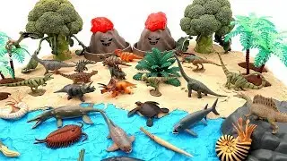 Toy Dinosaurs In Jurassic World Volcano Island Learn Dinosaur Names Dino Mini Set Fun Video