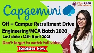 Capgemini off campus hiring | Capgemini off campus hiring for 2020 | Off campus job for B.Tech/MCA