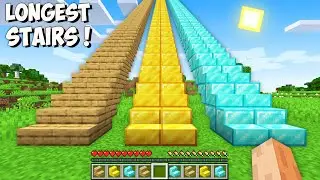 Where do lead THE LONGEST STAIRS in Minecraft? GIANT STAIRS of WOOD vs GOLD vs DIAMOND!