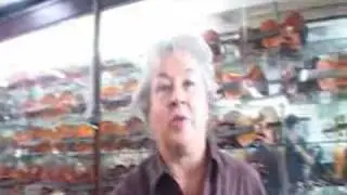 Charmian shows some  Australian violins