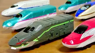 暗闇で光る黒い新幹線 渋い機体が遂に登場！プラレール 新幹線変形ロボ シンカリオン チェンジザ・ワールド ファントムシンカリオン 蓄光塗料で闇では緑に輝く☆架空ならでは独特な車両デザインが魅力的です