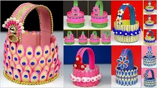 5 Beautiful Basket DIY Ideas With Plastic Bottle and Ice Cream Stick | Popsicle Stick Crafts | DIY
