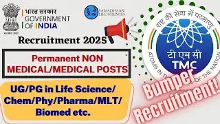 TMC Recruitment 2025 | Permanent Govt Jobs | Life Science, Pharmacy, MLT, Physics, Chem Eligible