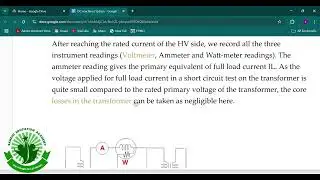 Open and Short circuit test of transformer Apr 16