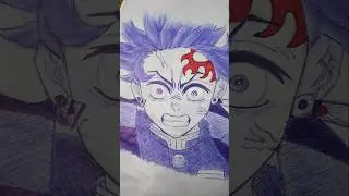 Drawing of Tanjiro Kamado (Week 10)#anime #art #anime art#pen art #shorts #demon slayer