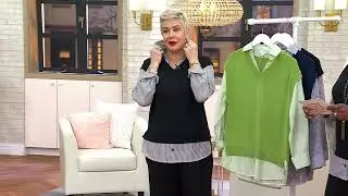 Joan Rivers Collared Mixed Media Sweater Vest 2fer on QVC