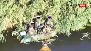 Украинский морской пехотинец с беспилотником FPV выследил и потопил российских солдат на лодке на...
