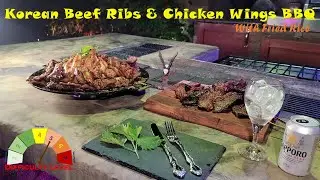 Korean Beef Ribs & Chicken Wings BBQ with Fried Rice Recipes Grilling on a Campfire