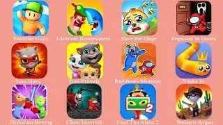 Stumble Guys, Ultimate Bowmasters, Save the Doge, Imposter in Doors, Tom Hero, Tom Friends, Snake.io
