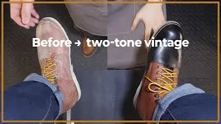 Restoring Old Leather Shoes | Before &rarr; Vintage Two-Tone Dye | Shoe Shine ASMR (No Talking)