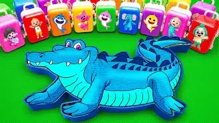 Rainbows SLIME | Making Full Dried Floam Alligator by mixing Pinkfong Suitcases CLAY Satisfying ASMR