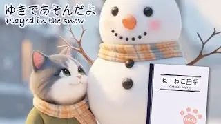 【癒し猫】ハチワレ・ねこねこ日記001『ゆきであそんだよ』