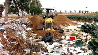 Perfectly New Project LANDFILL DELETE POND TRASH By Skill Driver D20P DOZER Pushing SAND & Truckload
