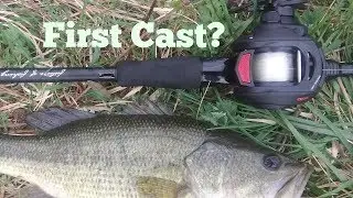 First Time Fishing With BAITCASTER, FIRST CAST FISH!!??