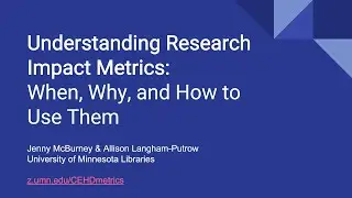 CEHD Coffee Break Series: Understanding Research Impact Metrics