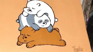 🎨 Cute Bear Stack Painting | Easy Acrylic Canvas Art | We Bare Bears Inspired 🐻✨