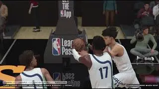 WEMBY BLOCKED BY THE RIM