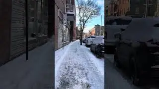 Walking on hard-packed snow.