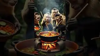 Monkey Village Cooking 🍌🍲 | Short Story #ai #cartoon