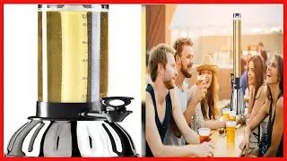 Oggi Beer Tower Dispenser with EZ Pour Spigot, 2 75 Quart, Black