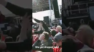 Dropped while crowd surfing #crowdsurfing #dropped #collegelife #funnyfall