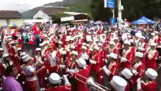 presentacion de la banda de musica del E.S.P.A en la tarima principal desfiles de boquete 2013