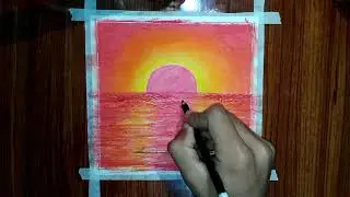Beautiful Sunest Scenery Drawing With Oil Pastel For Beginners || Muavia's Art