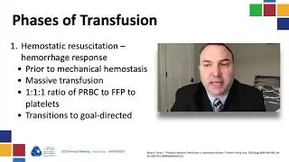 Critical Care: Hemostatic transfusion resuscitation - APSA 2020