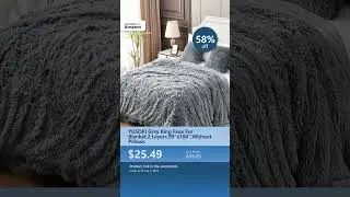 YUSOKI Grey King Faux Fur Blanket,2 Layers,90