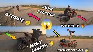 stunt practice ⚡ ll bike crash n25t 😰ll wheelie 🔥ll stopped 😲 ll crazy stunt 😰ll  Abhishek vlog up95