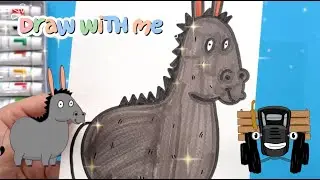 Adorable Donkey from Blue Tractor! 🫏💙 Easy Drawing  + Sticker Hunt!