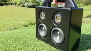 DIY BOOMBOX BLOWOUT !! Bass test + wind. ( Dayton Audio TCP115-4 4