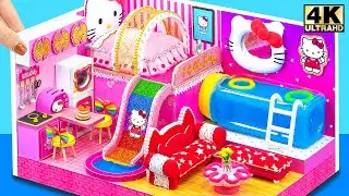 Build Pink Hello Kitty Villa with Bedroom, Slide and Recycled Swimming Pool ❤️ DIY Miniature House