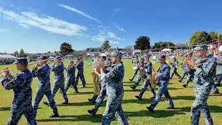 Ukraine Naval Forces Orchestra march out after display at 2025 Crieff Highland Gathering in Scotland