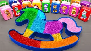 Satisfying Slime ASMR Video | Making Glitter Rocking Horse in Bathtub with Paw Patrol Suitcases CLAY