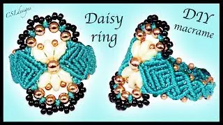 Daisy micro macrame ring