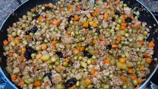 Ground pork recipe | pork recipe | how to cook ground pork with green peas and vegetables